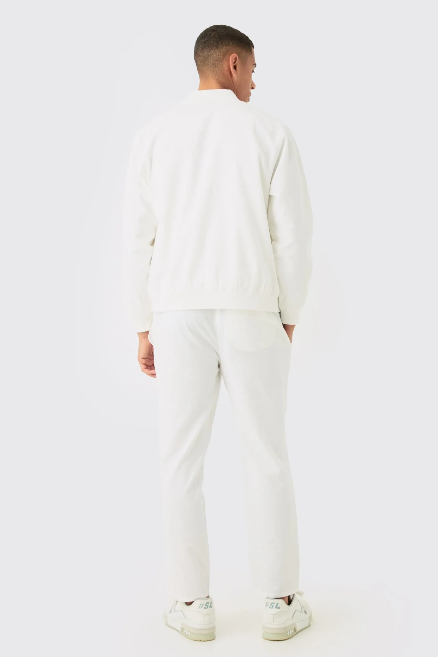 Linen Mix Smart Oversized Cargo Bomber Jacket | BoohooMAN UK