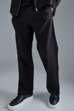 Linen Mix Smart Split Hem Straight Trousers | BoohooMAN UK
