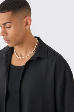 Linen Zip Through Overshirt | BoohooMAN UK