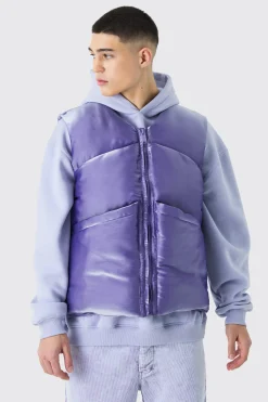 Liquid Metallic Nylon Padded Gilet | BoohooMAN UK
