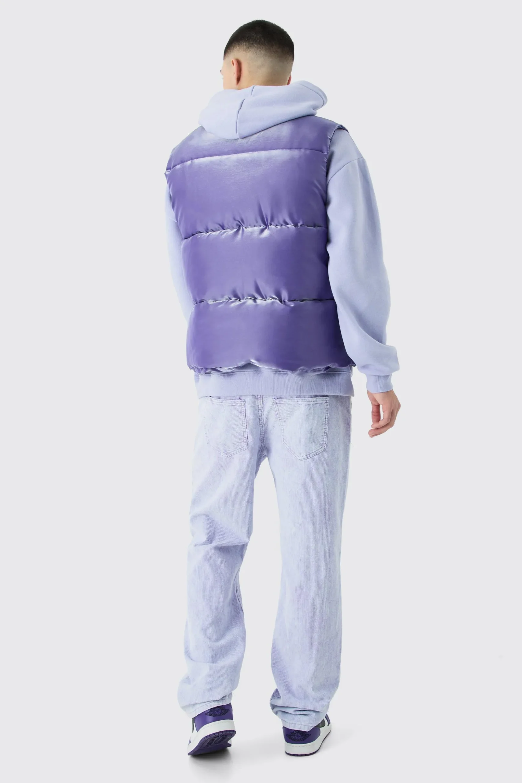 Liquid Metallic Nylon Padded Gilet | BoohooMAN UK