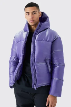 Liquid Metallic Nylon Puffer Jacket | BoohooMAN UK
