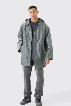 Liquid Metallic Parka | BoohooMAN UK