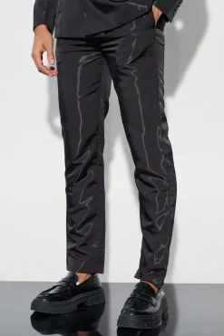 Liquid Metallic Straight Leg Suit Trousers | BoohooMAN UK