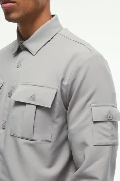 Long Sleeve 4 Way Stretch Fit Overshirt | BoohooMAN UK