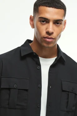 Long Sleeve 4 Way Stretch Fit Overshirt | BoohooMAN UK