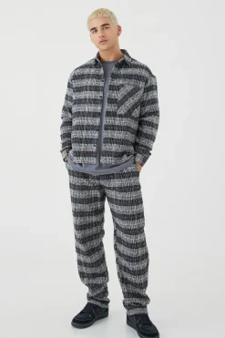 Long Sleeve Boxy Brushed Shirt & Straight Leg Trouser | BoohooMAN UK