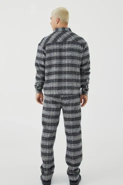 Long Sleeve Boxy Brushed Shirt & Straight Leg Trouser | BoohooMAN UK