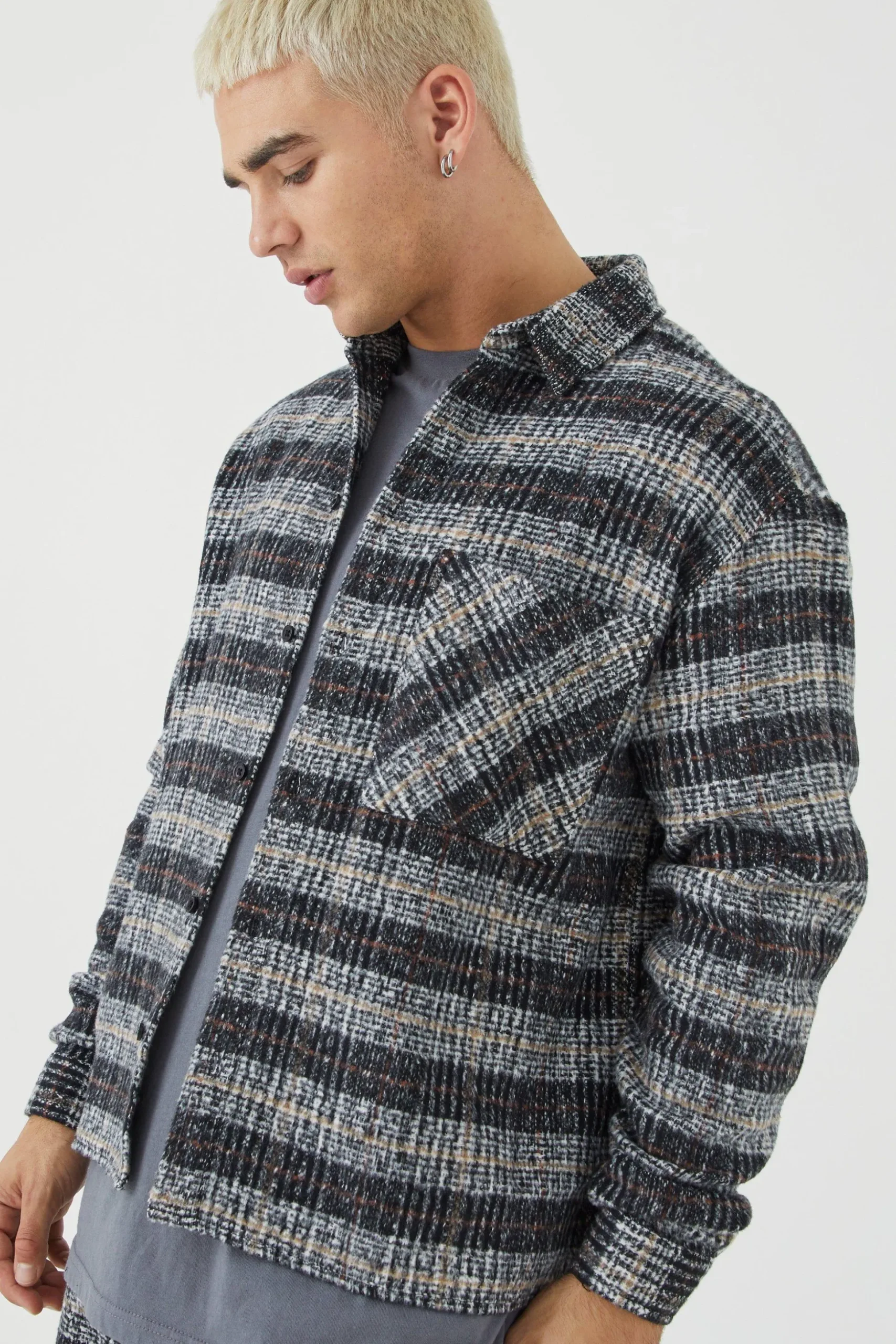 Long Sleeve Boxy Brushed Shirt & Straight Leg Trouser | BoohooMAN UK