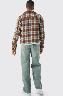 Long Sleeve Checked Boxy Shirt | BoohooMAN UK
