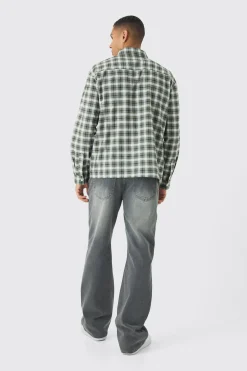 Long Sleeve Checked Oversized Shirt | BoohooMAN UK