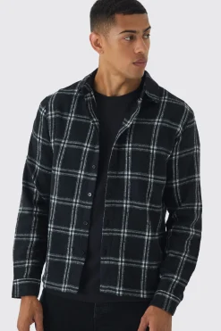 Long Sleeve Checked Regular Fit Shirt | BoohooMAN UK