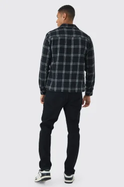 Long Sleeve Checked Regular Fit Shirt | BoohooMAN UK