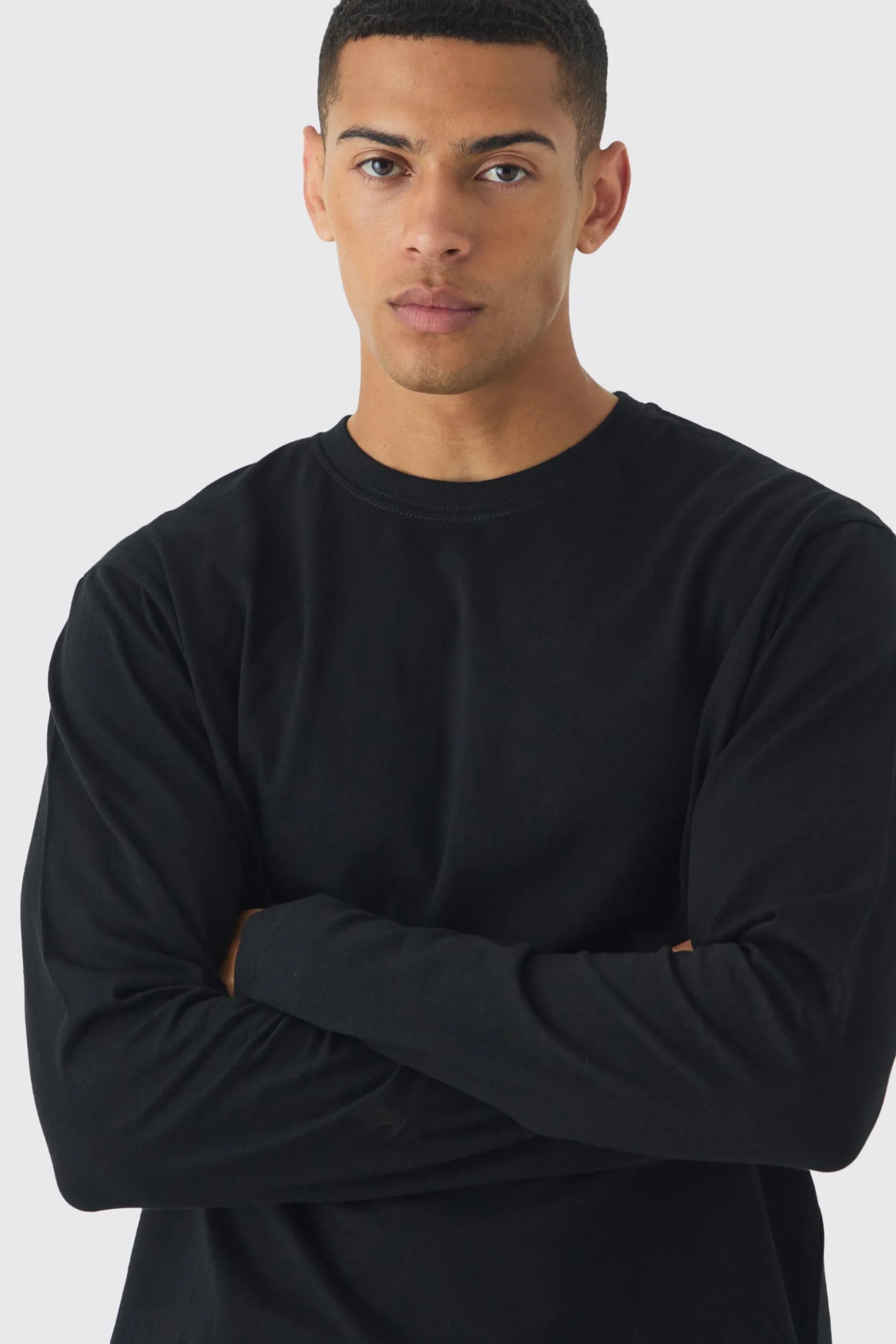 Long Sleeve Crew Neck T-shirt | BoohooMAN UK