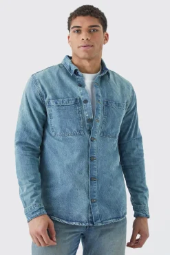 Long Sleeve Denim Overshirt | BoohooMAN UK