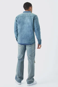 Long Sleeve Denim Overshirt | BoohooMAN UK