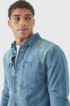 Long Sleeve Denim Overshirt | BoohooMAN UK
