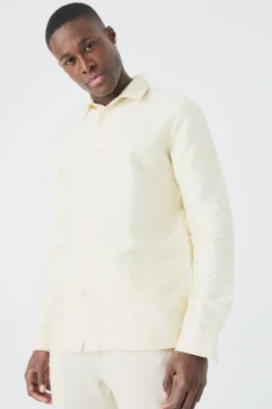 Long Sleeve Diamond Textured Shirt | BoohooMAN UK