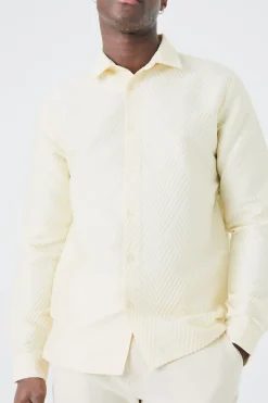 Long Sleeve Diamond Textured Shirt | BoohooMAN UK
