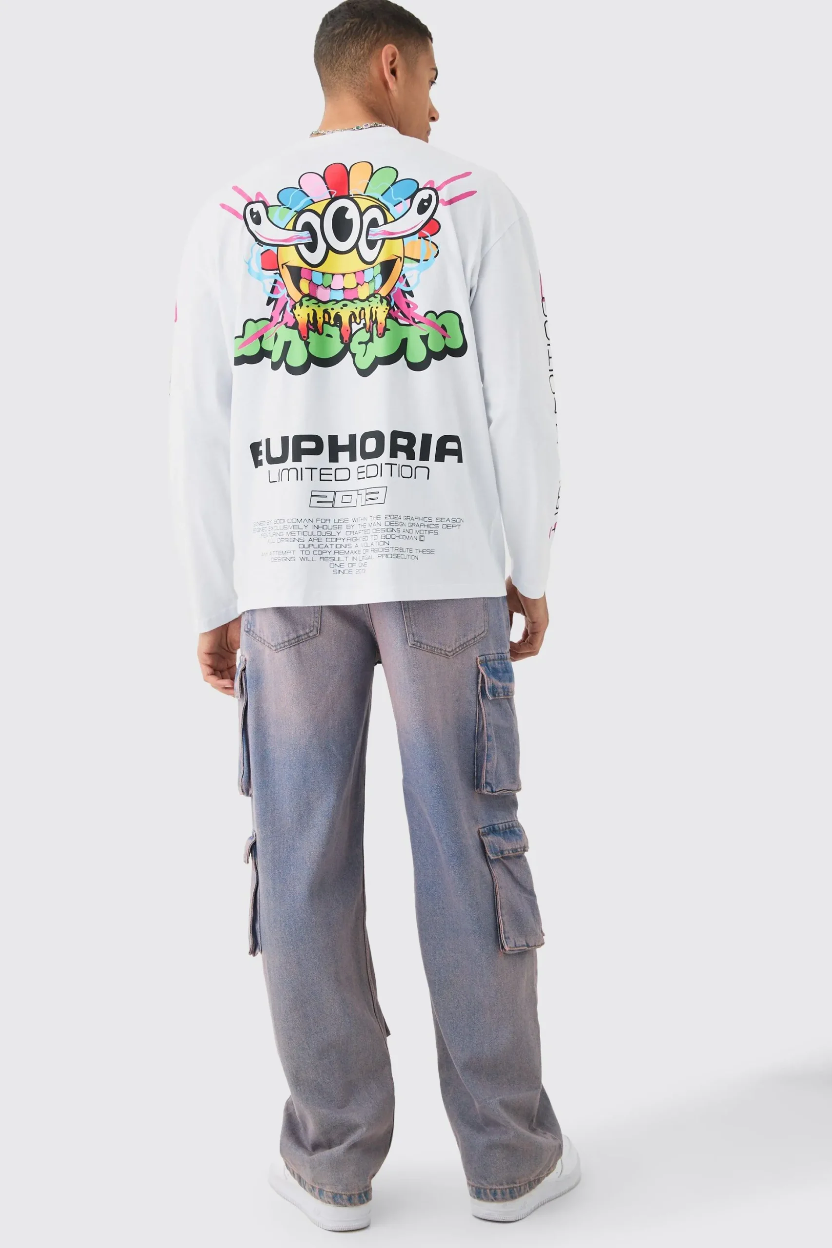 Long Sleeve Euphoria Graphic T-shirt | BoohooMAN UK