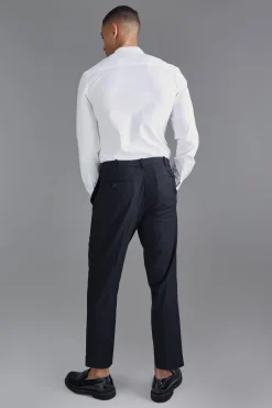 Long Sleeve Grandad Collar Slim Shirt | BoohooMAN UK