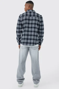 Long Sleeve Grid Check Shirt | BoohooMAN UK