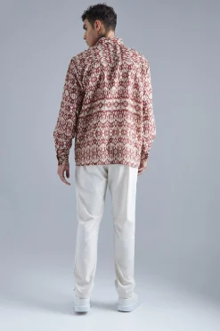 Long Sleeve Oversized Aztec Detail Shirt | BoohooMAN UK