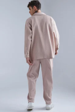 Long Sleeve Oversized Revere Pleated Shirt | BoohooMAN UK