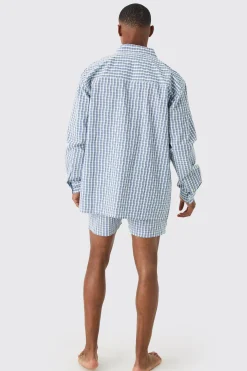 Long Sleeve Oversized Tab Stripe Shirt | BoohooMAN UK