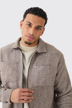 Long Sleeve P Boxy Jacquard Overshirt | BoohooMAN UK