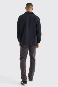 Long Sleeve Pleated Oversized Shirt | BoohooMAN UK