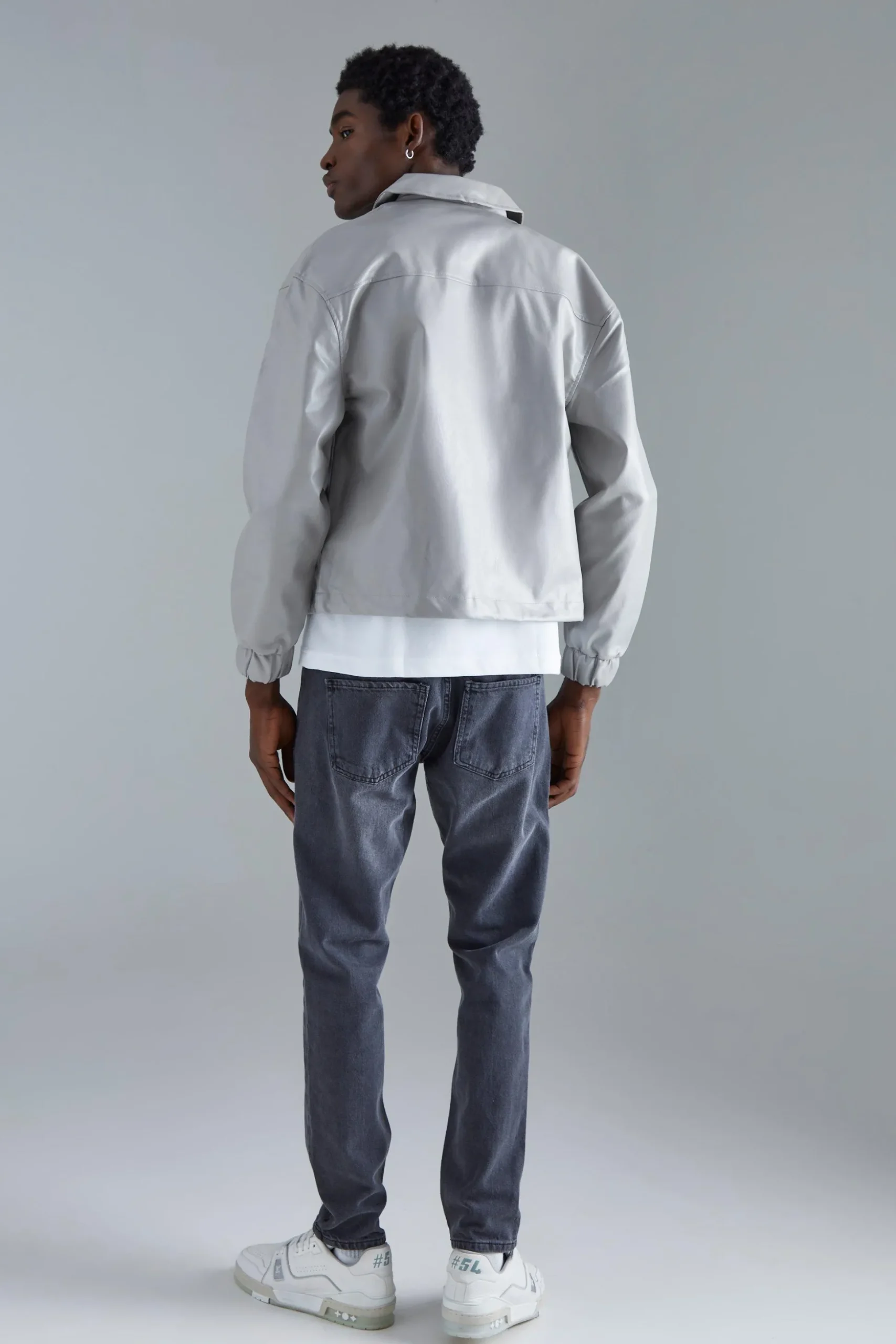 Long Sleeve Pu Boxy Popper Cord Overshirt | BoohooMAN UK