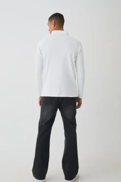 Long Sleeve Rib Pocket Polo | BoohooMAN UK