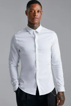 Long Sleeve Slim Fit Shirt | BoohooMAN UK