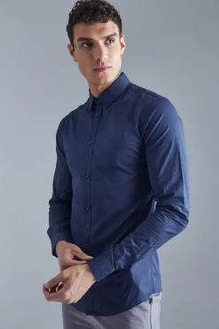 Long Sleeve Slim Fit Shirt | BoohooMAN UK