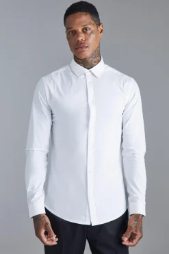 Long Sleeve Slim Fit Shirt | BoohooMAN UK