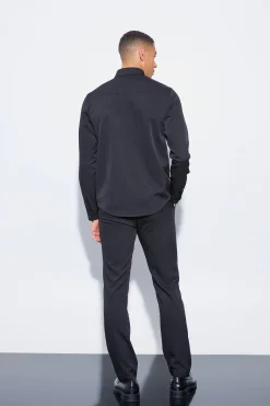 Long Sleeve Slim Fit Shirt | BoohooMAN UK