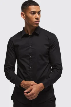 Long Sleeve Slim Shirt | BoohooMAN UK