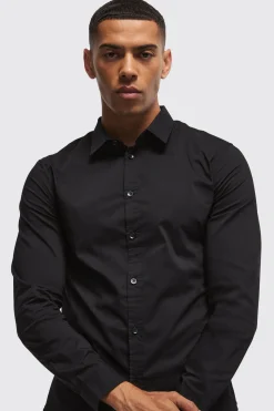 Long Sleeve Slim Shirt | BoohooMAN UK