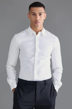 Long Sleeve Slim Shirt | BoohooMAN UK