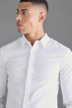 Long Sleeve Slim Shirt | BoohooMAN UK