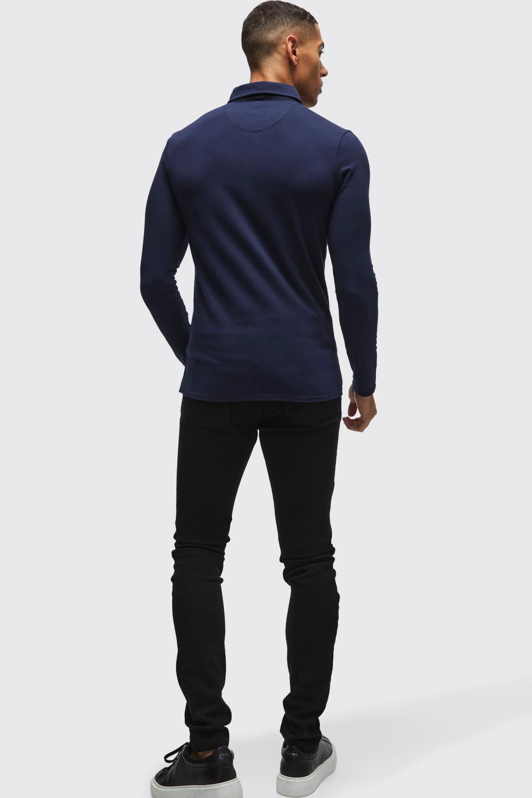Long Sleeve Stretch Fit Jersey Shirt | BoohooMAN UK