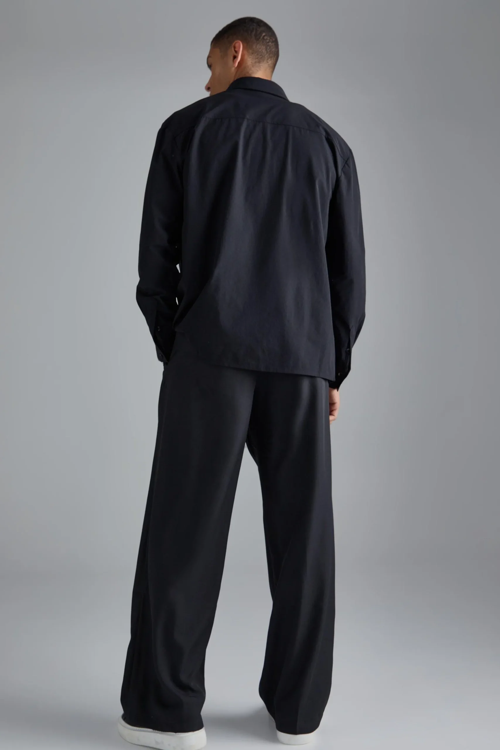 Long Sleeve Stretch Fit Overshirt | BoohooMAN UK