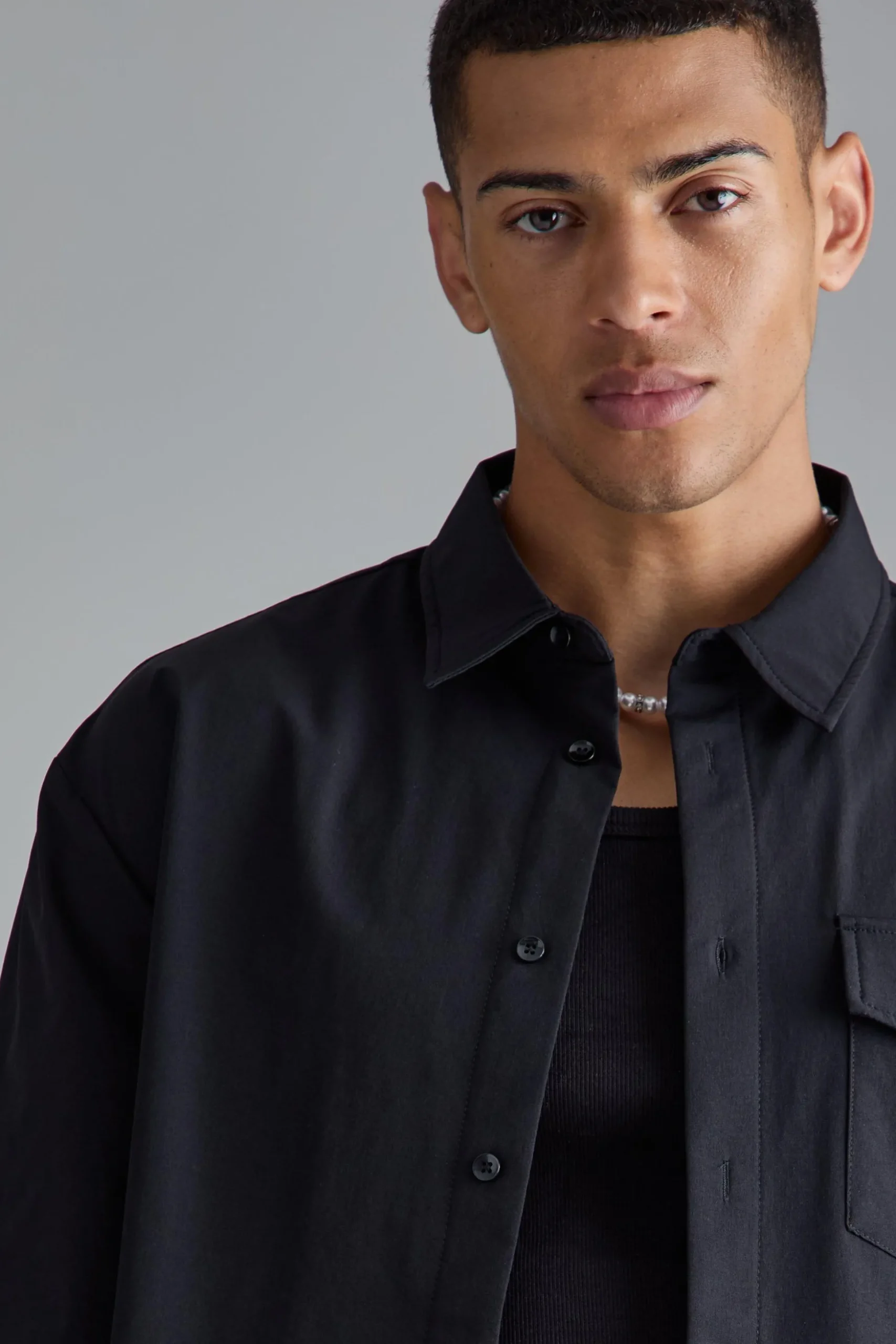 Long Sleeve Stretch Fit Overshirt | BoohooMAN UK