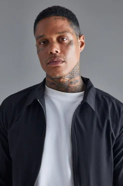 Long Sleeve Stretch Fit Shacket | BoohooMAN UK