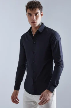 Long Sleeve Stretch Fit Shirt | BoohooMAN UK