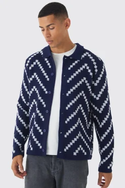 Long Sleeve Stripe Knit Shirt | BoohooMAN UK
