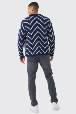 Long Sleeve Stripe Knit Shirt | BoohooMAN UK