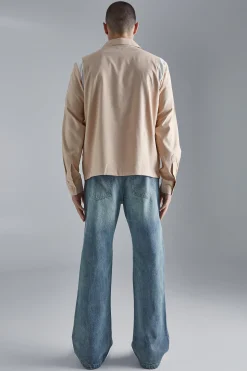 Long Sleeve Varsity Panel Shirt | BoohooMAN UK