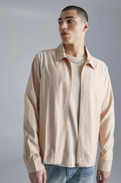 Long Sleeve Varsity Panel Shirt | BoohooMAN UK